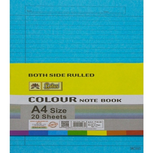 A4 Colored Sheets both side ruled (Pack of 20)
