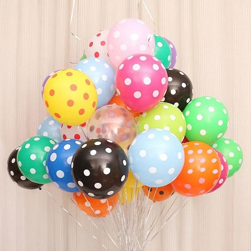 Balloons Rubber Large 25 pcs - Polka Dots Assorted Colors