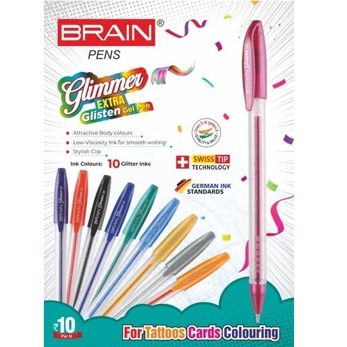 Brain Glimmer Glitter Assorted Pen Set of 10