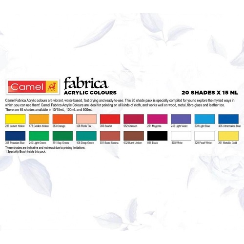 Camlin Fabrica Acrylic Colors 20 Shades 15ml