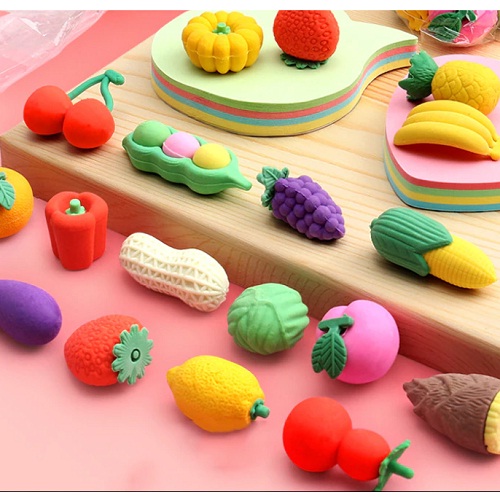 Fancy Eraser Fruit Vegetable 4 pcs Assorted Design (Set of 2)