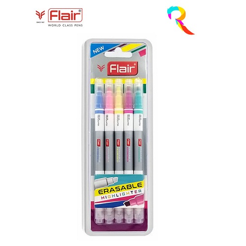 Flair Erasable Highlighter Chiesel Tip Set of 5