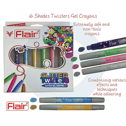Flair Glitter Twister Gel Crayons 6 pcs