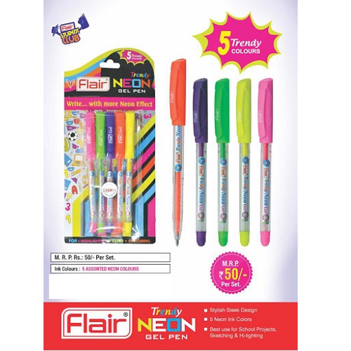 Flair Neon Color Pen (Pack of 5)
