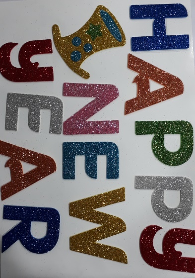Glitter Foam Sticker A4 - Happy New Year