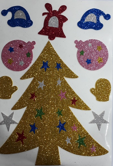 Glitter Foam Sticker A4 - Christmas Tree