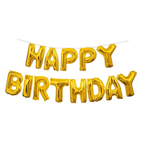 Happy Birthday Foil Balloons - Gold