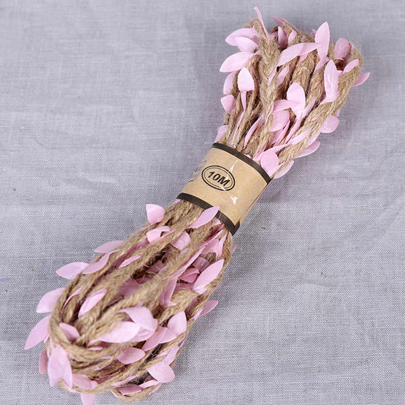 Jute Twine with pink leaves 9 Feet