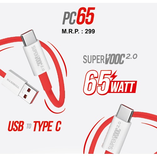 Maxobull Super VOOC 2.0 65 W Cable USB to C Type