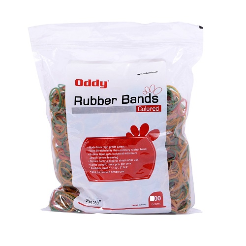 Oddy Colored Rubber Bands 1 1/2" - 100 Grams.