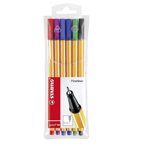 Stabilo point 88 0.4mm Fineliner (Assorted 6 Colors)