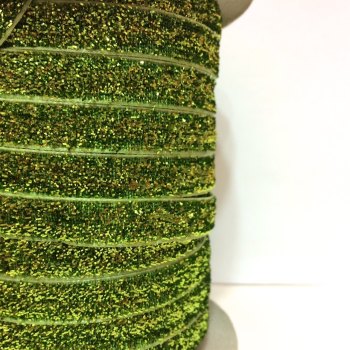 Velvet Glitter Fabric Lace 5m - Light Green