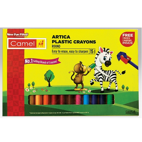 Camlin Artica Plastic Crayons Extra long (15 shades)