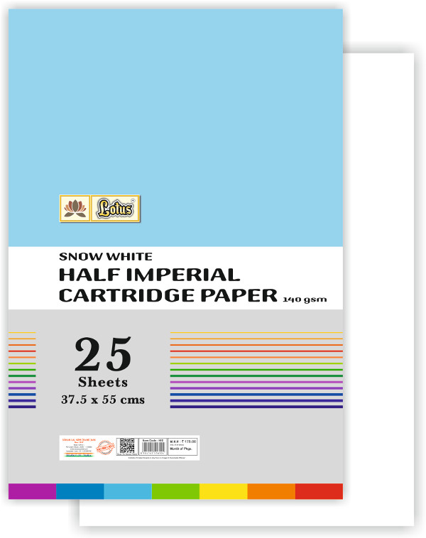 Lotus A2 Half Imperial Snow White Cartridge Sheet 25 pcs