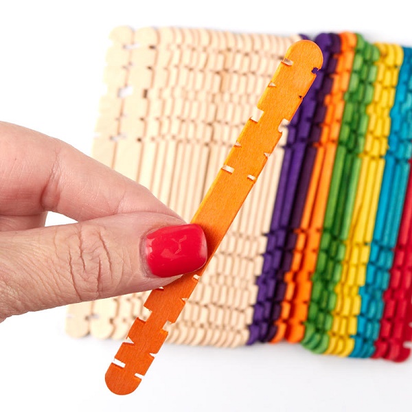 Colored Grooved Wooden Ice Cream Sticks Pack of 50