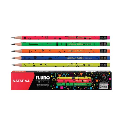 Nataraj Fluro Prints Rubber tip pencil 10 pcs