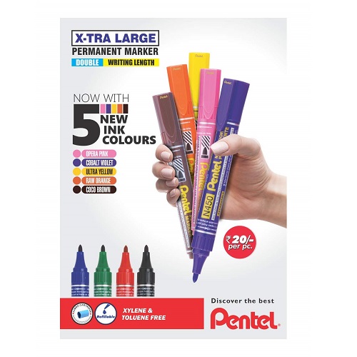 Pentel X-tra Large Permanent Marker N400 5 Assorted colors