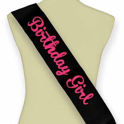 Birthday Girl Sash Pink On Black Sb003821 Rs19900 Online Stationery Store In India Top
