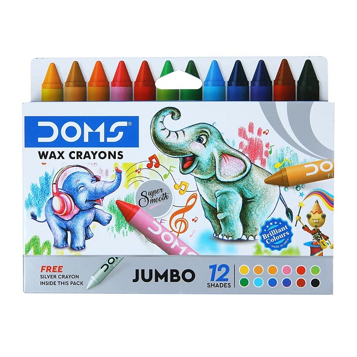 Doms Jumbo Wax Crayons 12 Shades 1 Free