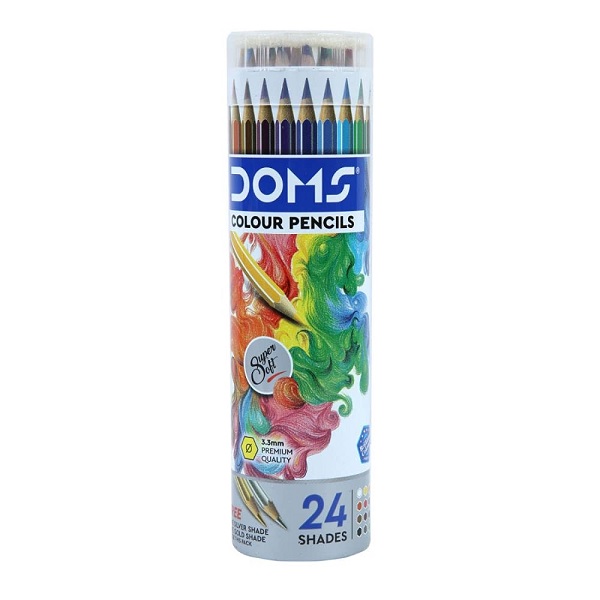 Doms Pencil Colors Full Size 24 Colors 2 Free Tin Can