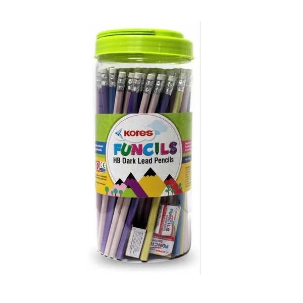 Kores Funcils HB Dark Pencil (100 Pencil & 10 Sharpener in Jar)