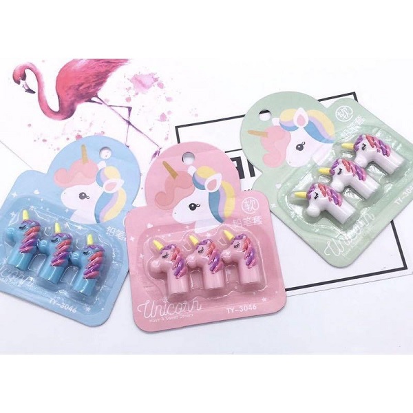 Unicorn Pencil Caps set of 3